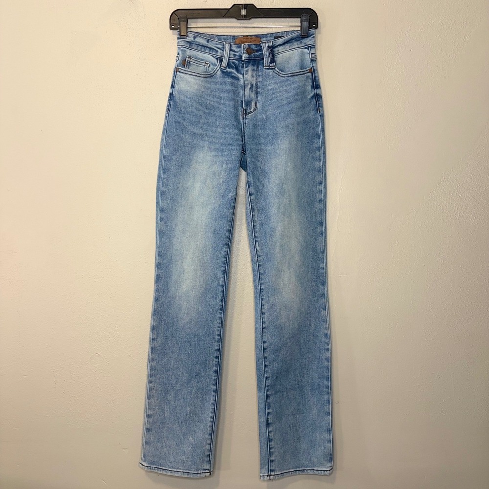 Judy Blue Los Angeles Straight Leg Jeans Light Wash High Rise Denim Size 0/24
